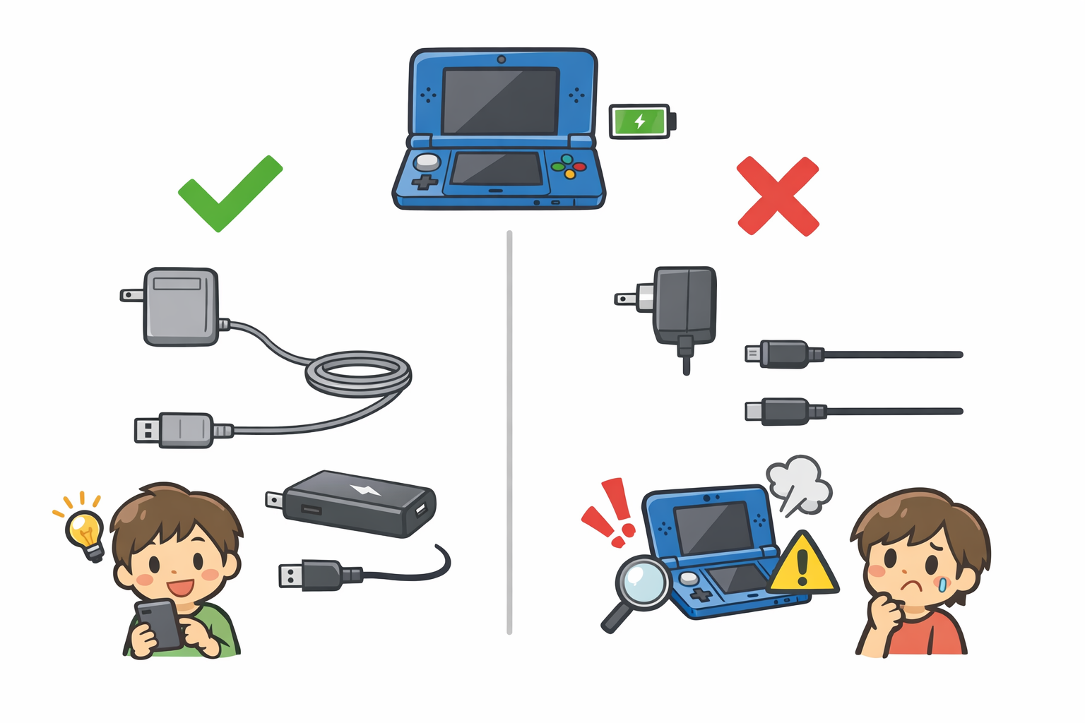 3DSで使える充電器と使えない充電器